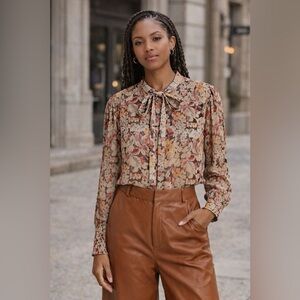 Polo Ralph Lauren Floral Tie-Neck Blouse | Fall Floral | 100% Viscose